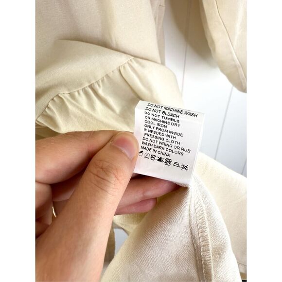 REVOLVE SNDYS Jamel Dress Beige Cream Babydoll Tiered Smock Linen 4 - Picture 12 of 12